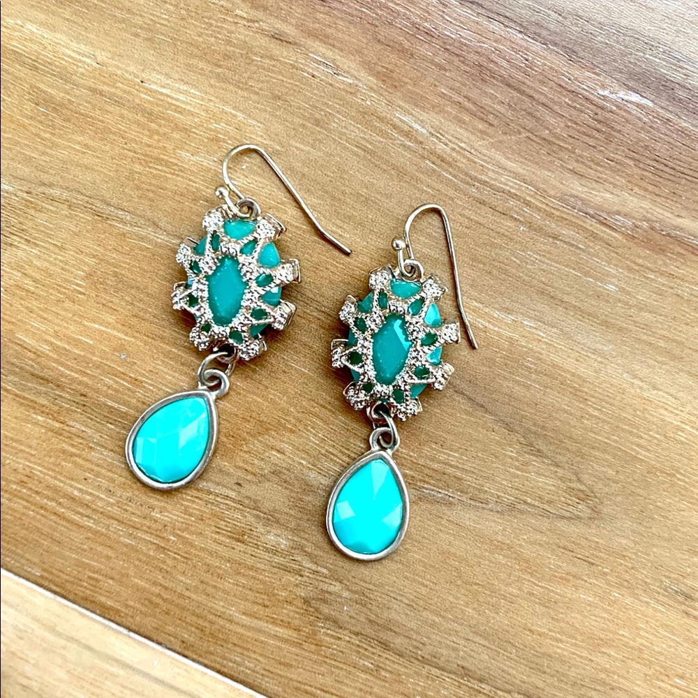 Green and gold earrings